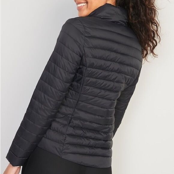 Black Water-Resistant Narrow-Channel Packable Puffer Quilted Coat Zip Jacket - Picture 4 of 11